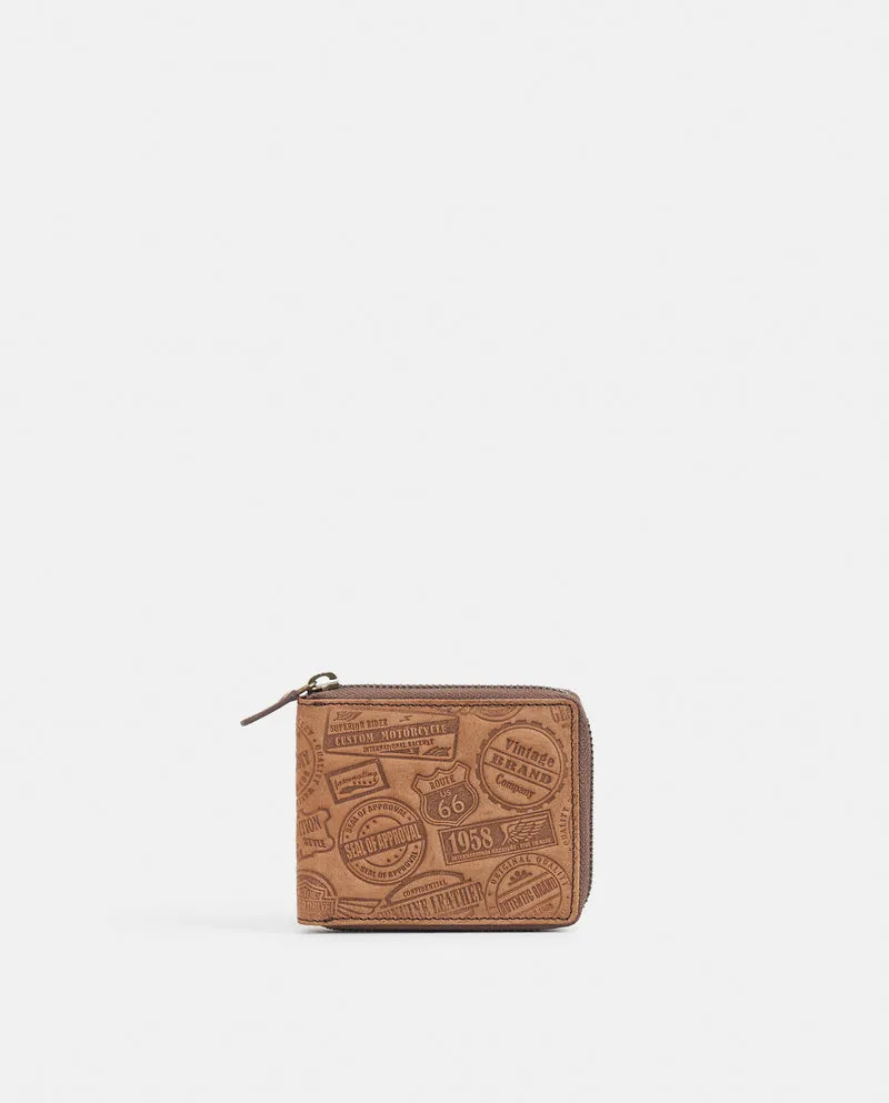BILLETERA CREMALLERA VINTAGE PIEL