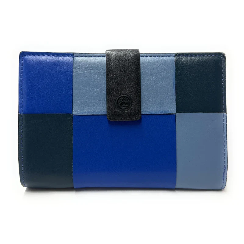 Billetero de Piel Mediano (15.5 X 10cm) monedero de clic Lugupell Pixel Azul