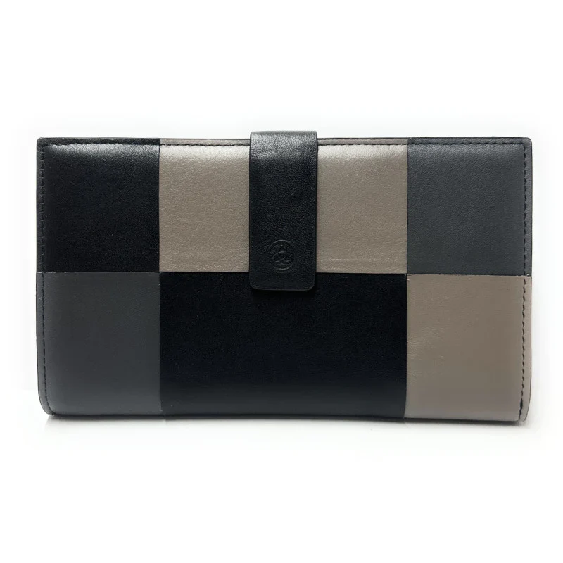 Billetero de Piel Grande (19 X 11cm) monedero de clic Lugupell Pixel Negro