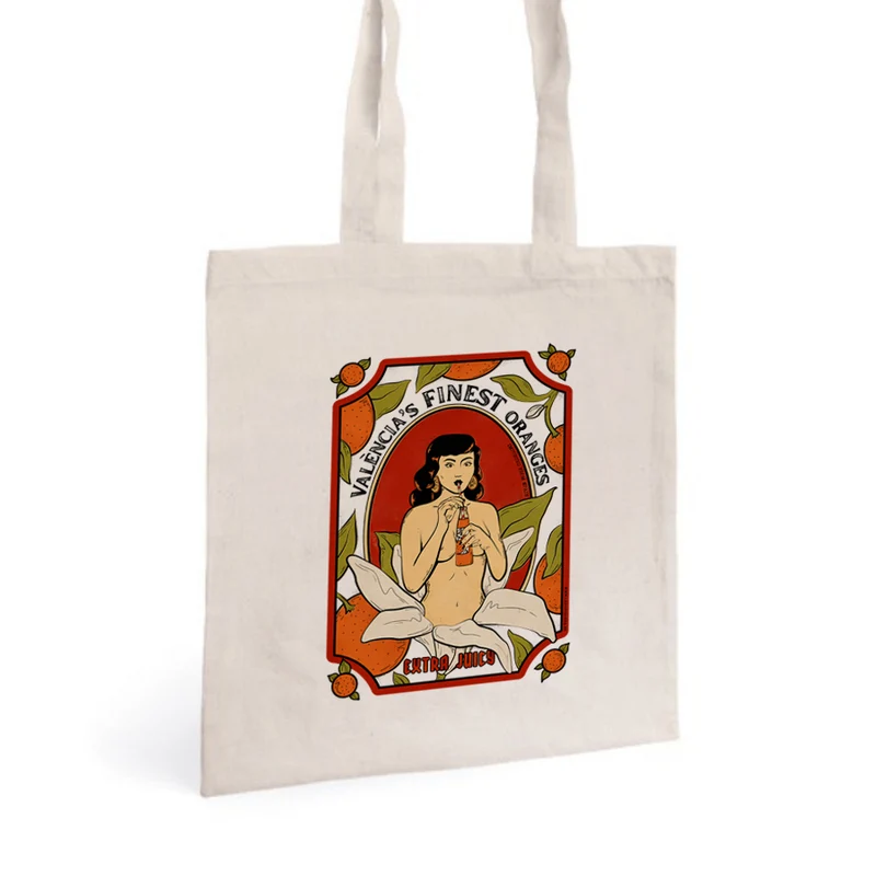 Tote bag 'Chica pin up con naranjas Valencia'