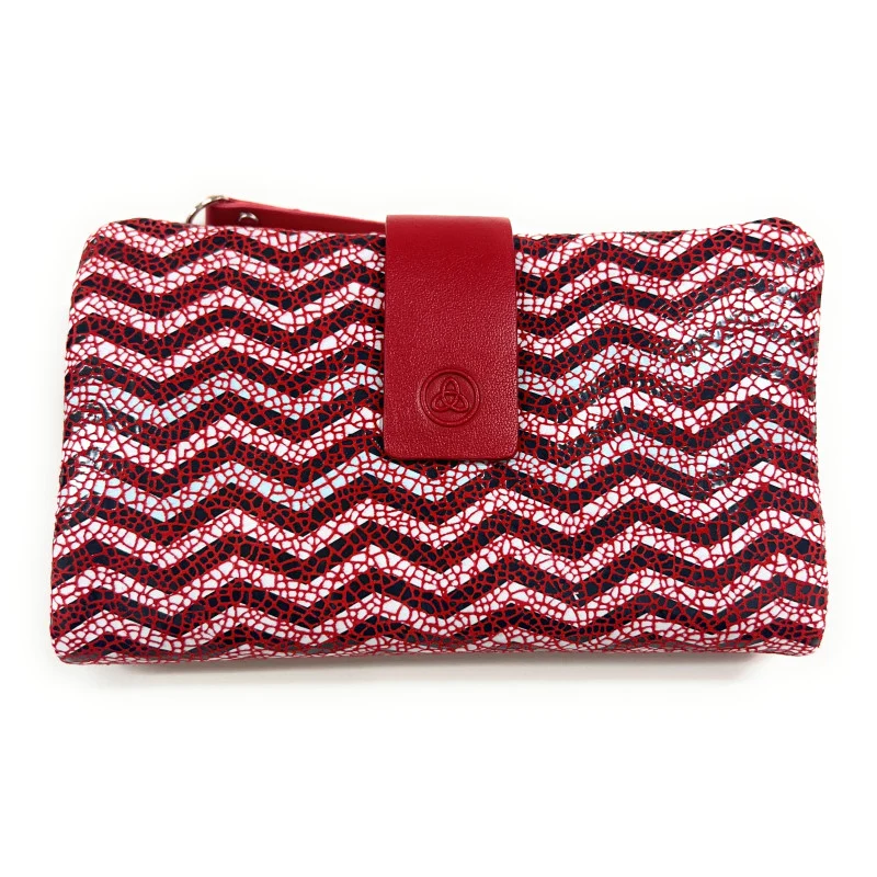 Billetero de Piel (15x9cm) monedero de cremallera Lugupell Aqua color Rojo