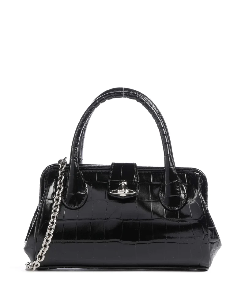 Vivienne Westwood Pamela Embossed Croc Small Bandolera black