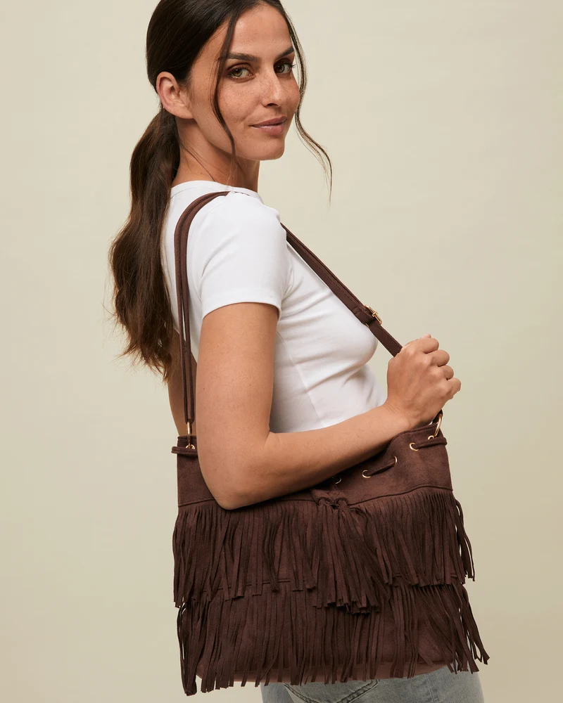 Apache bolso bucket efecto ante con flecos