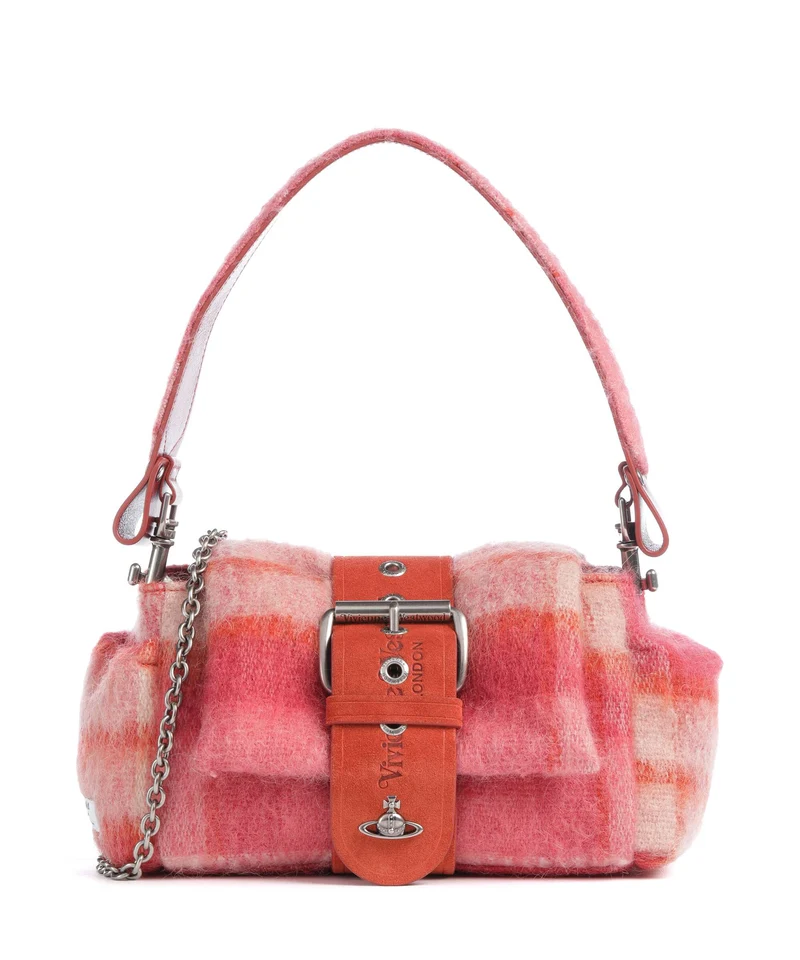 Vivienne Westwood Hazel Treasure Tartan Mohair Bolso de hombro fraser pink