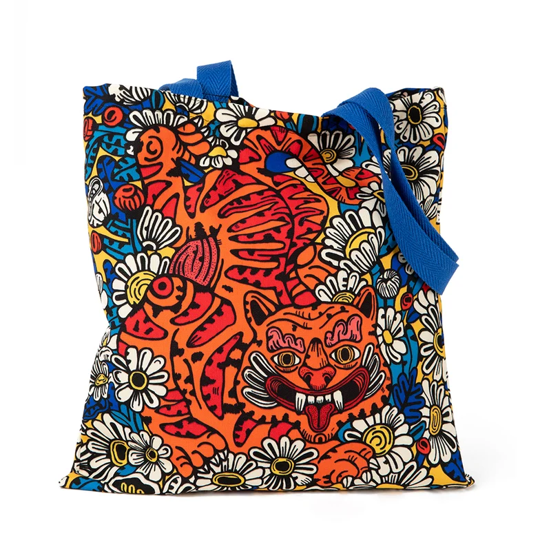 Tote bag 'Tigre con flores' x Asis Percales