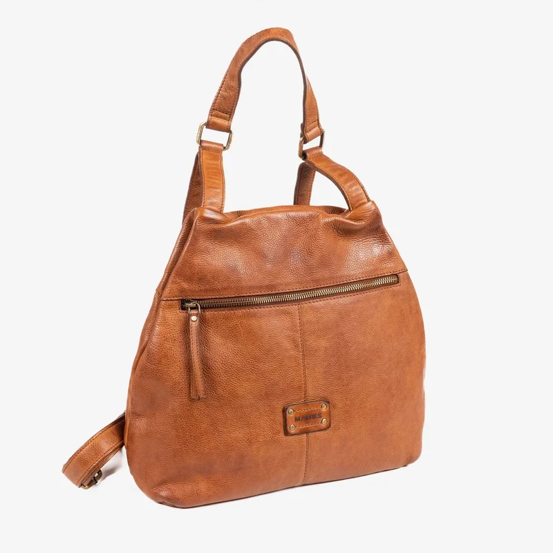 Mochila Piel Lavada Antirrobo Matties color Cuero