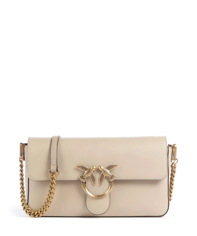Pinko Love One Classic Slouchy Bandolera beige/grigio fumo/antique gold