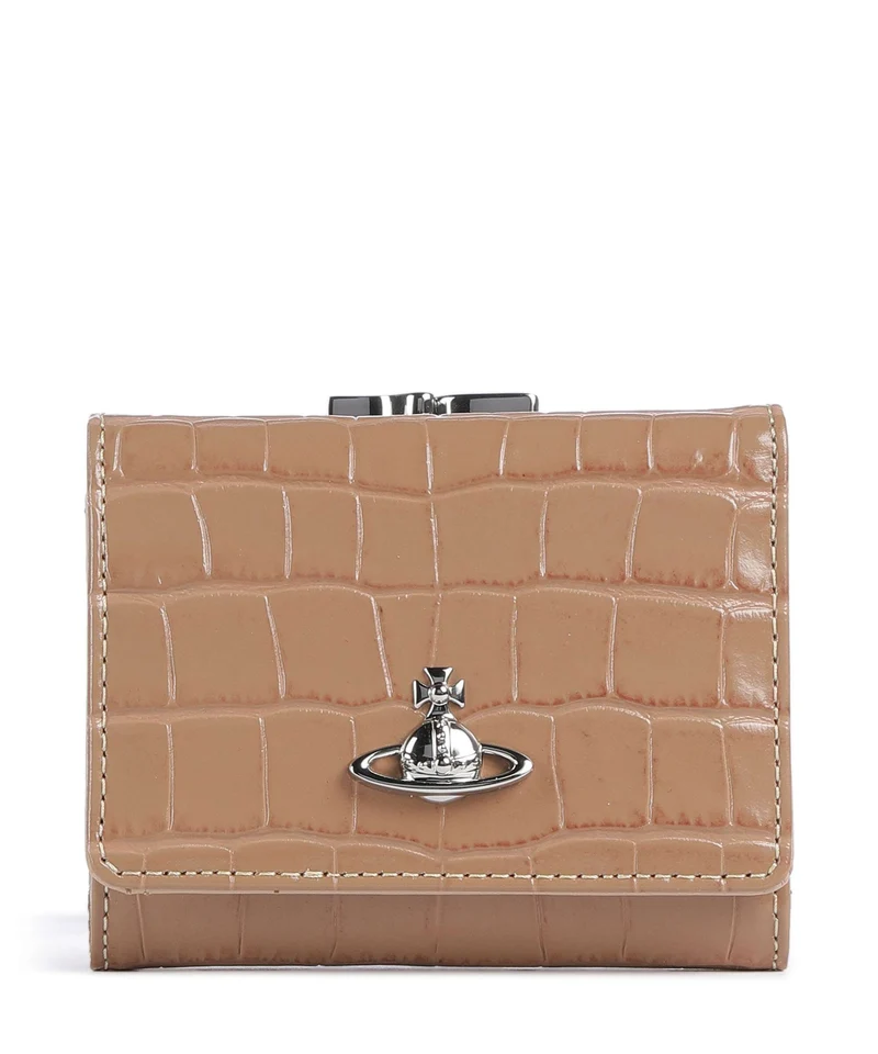 Vivienne Westwood Frame Embossed Croc Small Monedero dusty pink