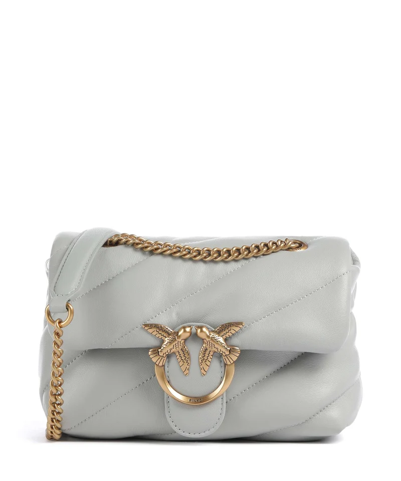 Pinko Love Puff Mini Bolso de hombro grigio perla/antique gold