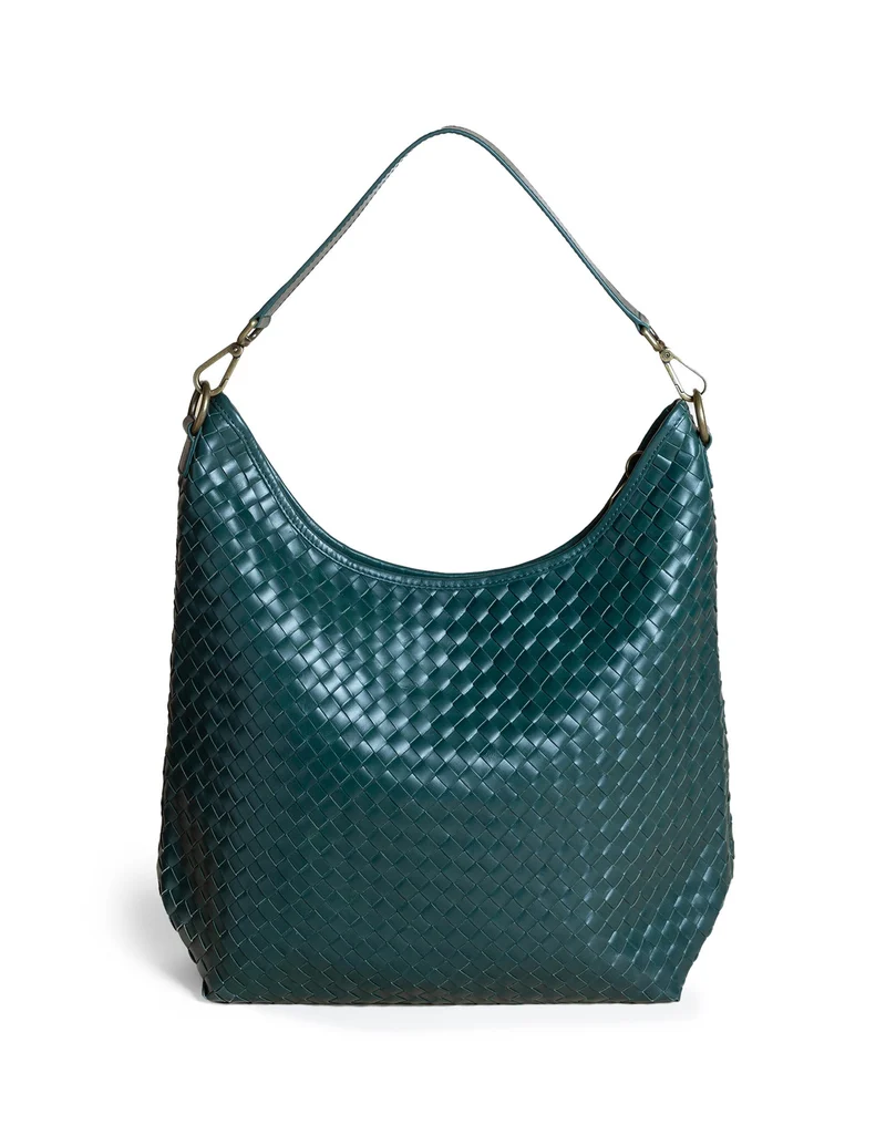 BOLSO TRENZADO PIEL VERDE