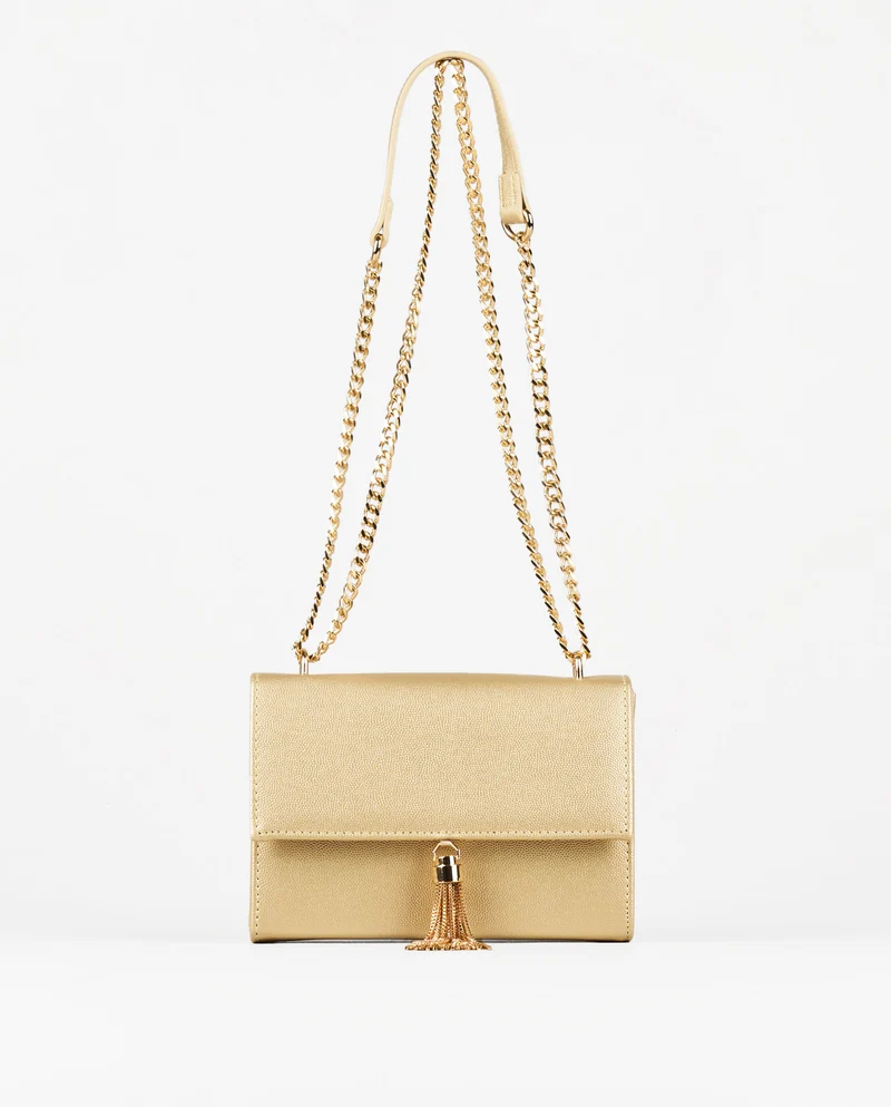 BOLSO BANDOLERA DORADO ABALORIO