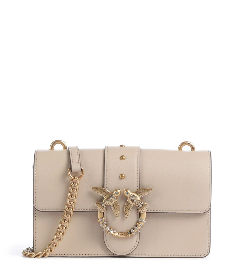 Pinko Love One Mini New Buckle Bandolera beige/grigio fumo/antique gold