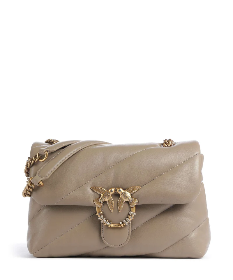 Pinko Love Puff Classic New Buckle Bolso de hombro grigio talpa/antique gold
