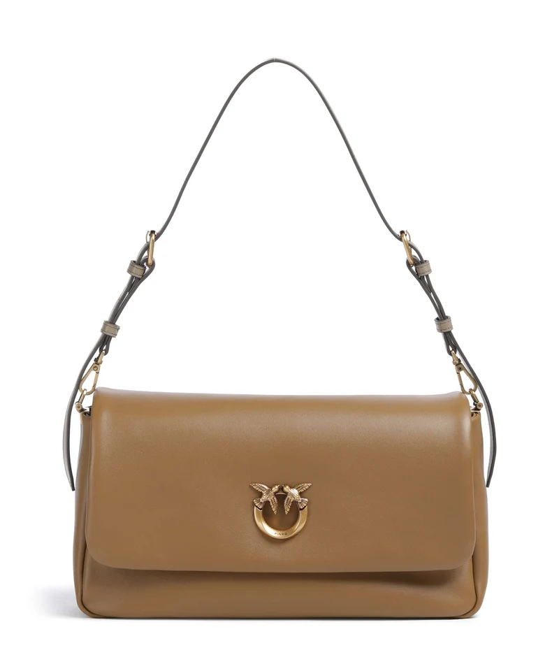 Pinko Click Soft Horizontal Bolso de hombro grigio talpa/antique gold