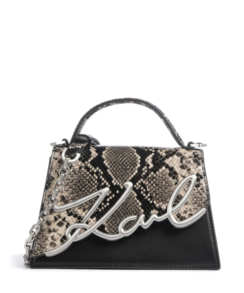 Karl Lagerfeld K/Signature 2.0 Small Bandolera natural snake aop