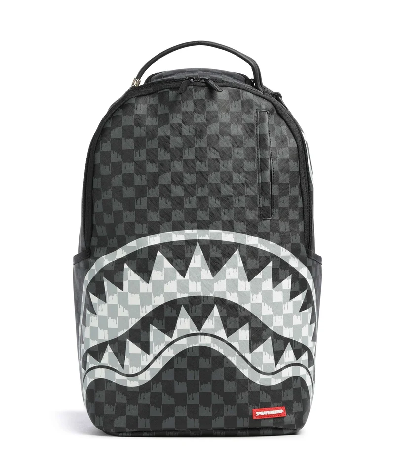 Sprayground Black And White Drip Check Shark Mochila black