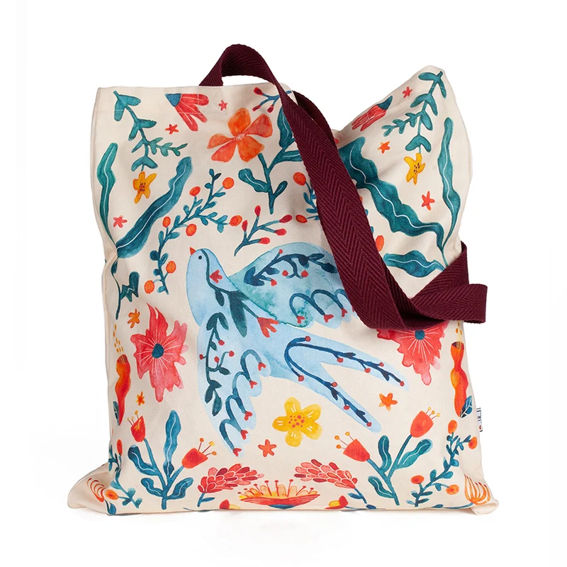 Tote bag 'Golondrina y flores'