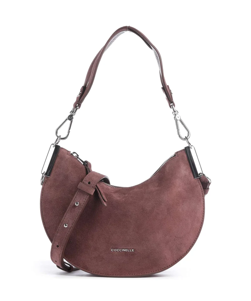 Coccinelle Sunup Suede Bolso de hombro berry