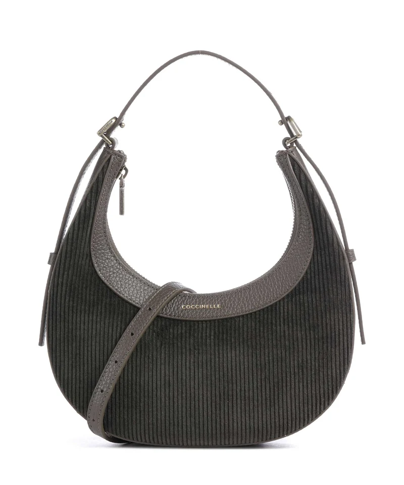 Coccinelle Whisper Corduroy Bolso de hombro fango