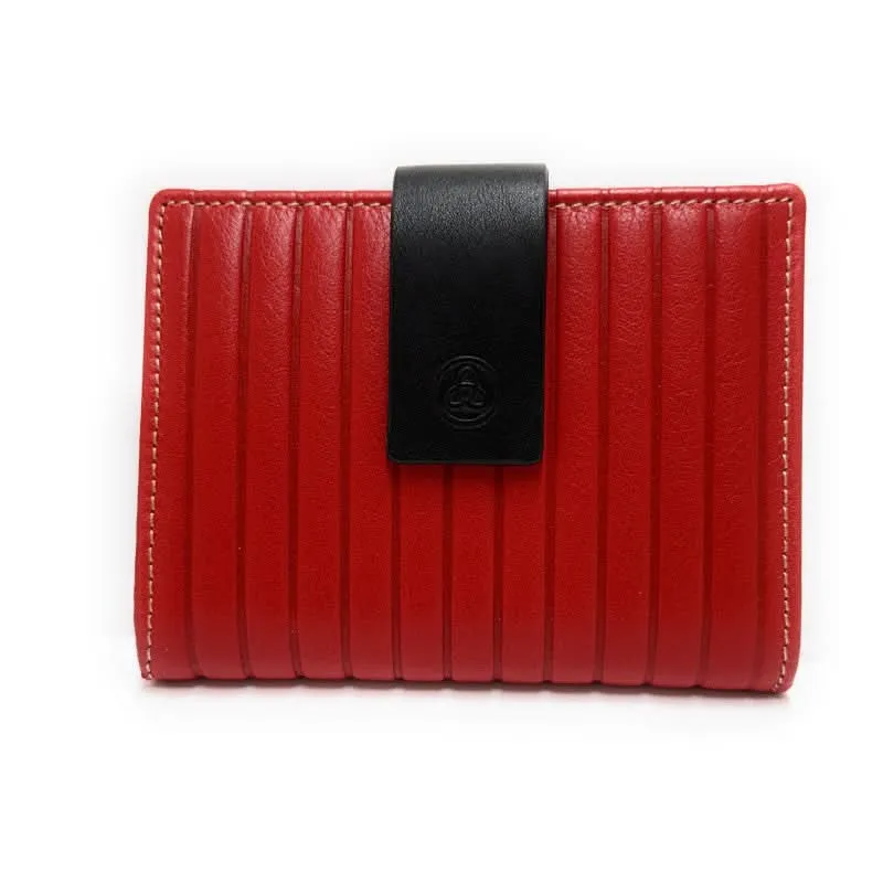 Billetero de Piel (11 X 8.5cm) monedero de clic Lugupell New Ecuador color Rojo