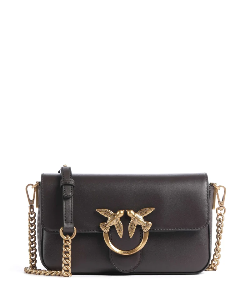 Pinko Love One Mini Slouchy Bandolera marrone marasca/antique gold