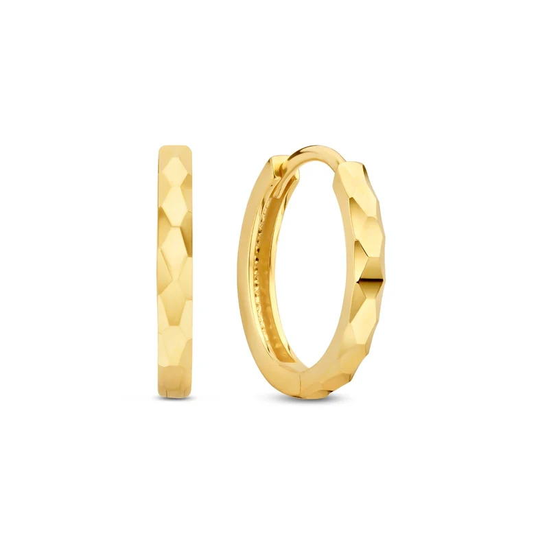 Beloro Jewels Quadrilatero d'Ora Marina 9 karaat oorringen met diamond cut BO360090