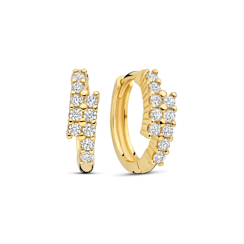 Beloro Jewels Monte Napoleone Joley 9 karaat oorringen met zirkonia stenen (9,7 mm) BO360117