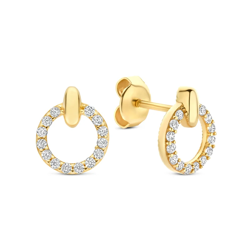 Beloro Jewels Monte Napoleone Irene 9 karaat oorknoppen met zirconia stenen BO360124