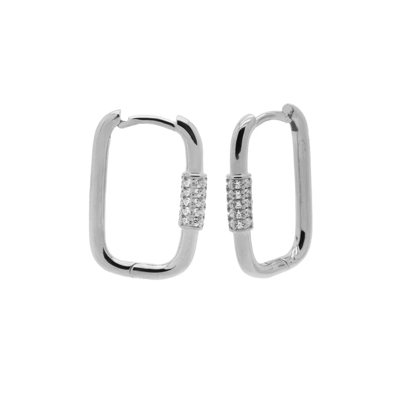 Karma 925 Sterling Silver Square Zirconia Hoop Earrings H61S