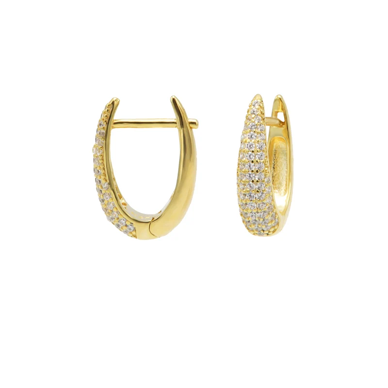 Karma 925 Sterling Silver Gold-coloured Zirconia Oval Hoop Earrings M3214GP