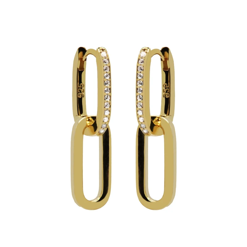 Karma 925 Sterling Silver Gold-coloured Zirconia Densely Hoop Earrings H233GP