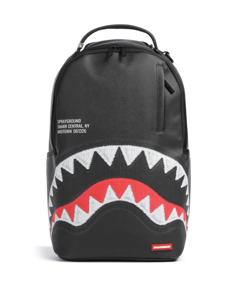 Sprayground Shark Central Black Embroidered Shark Mochila black