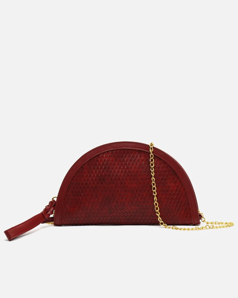 Empadi bolso de fiesta en media luna trenzado con asa bandolera extraíble ED.