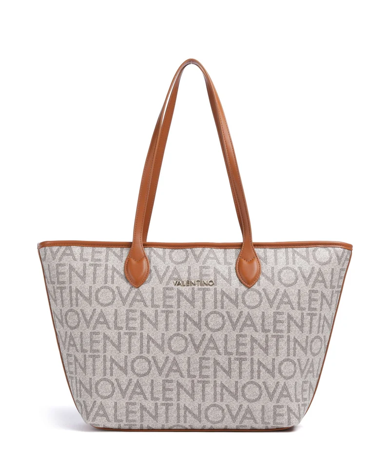 Valentino Bags Logo Bolsa shopping beige/naturale