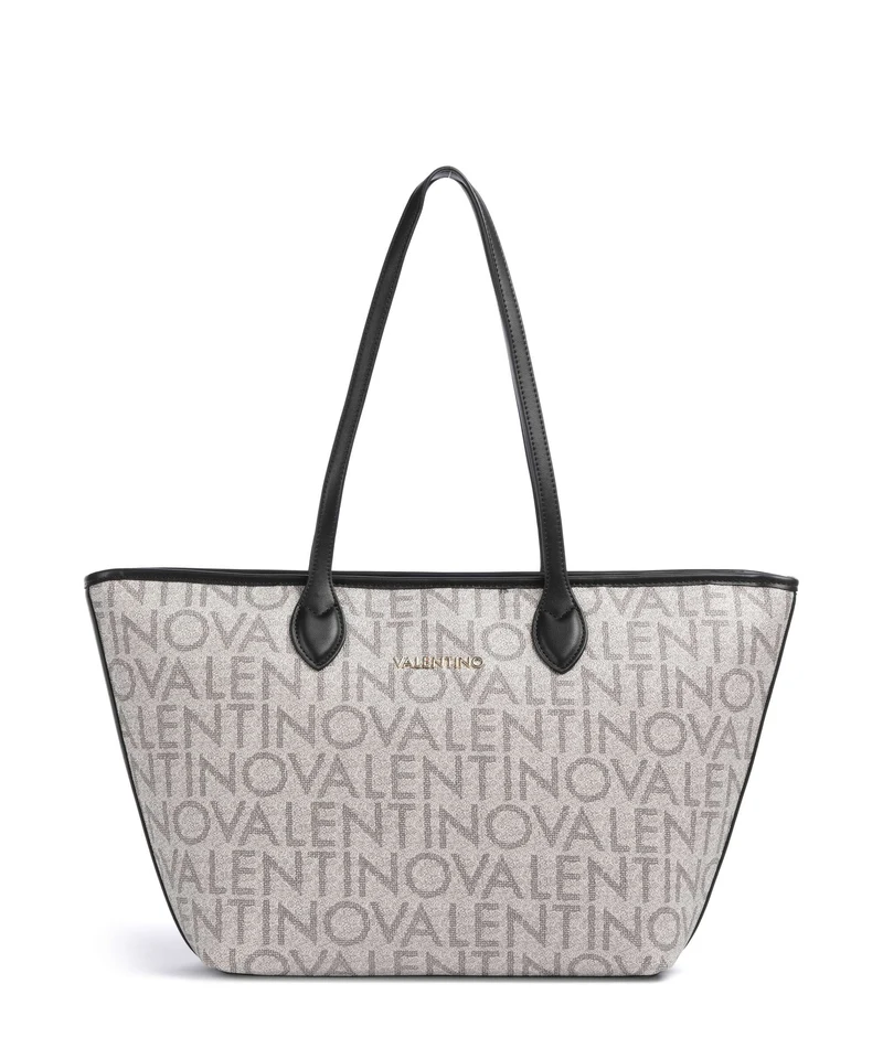 Valentino Bags Logo Bolsa shopping beige/nero