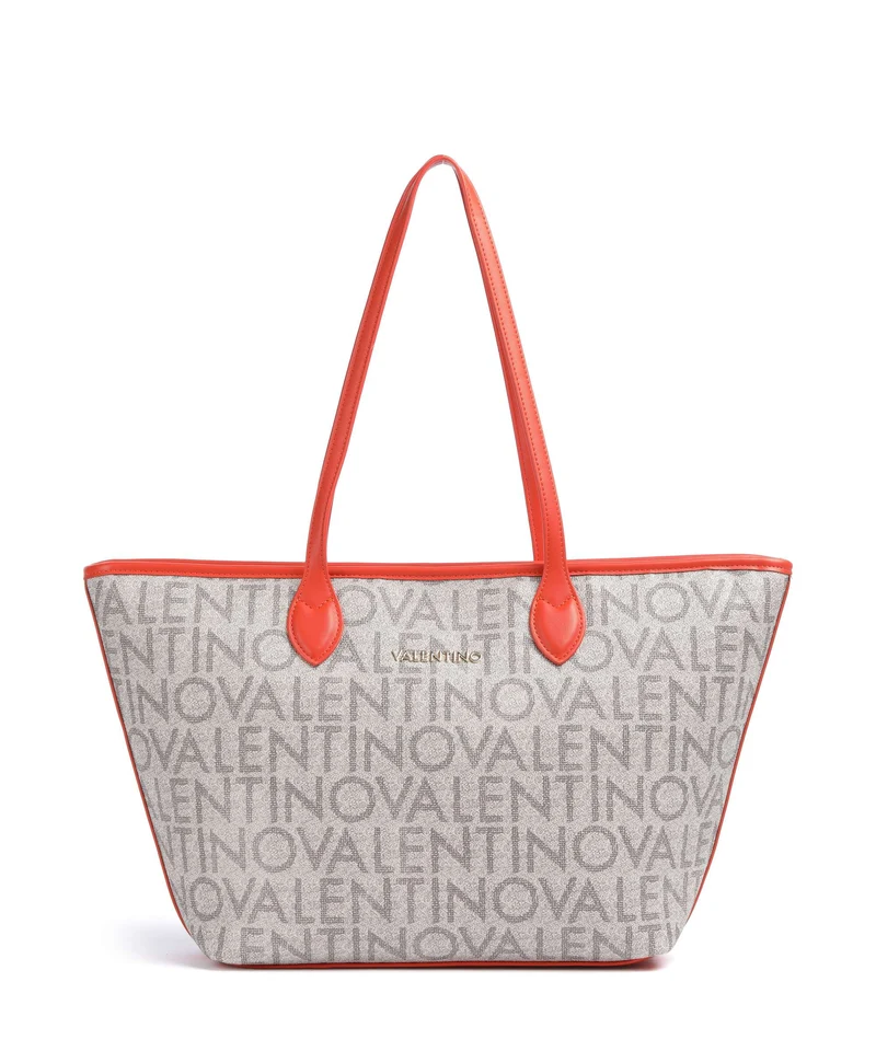 Valentino Bags Logo Bolsa shopping beige/arancio