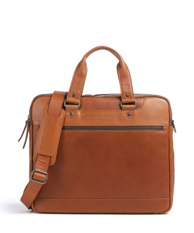 The Chesterfield Brand Wax Pull Up Cow Montara Bolso para portátil cognac
