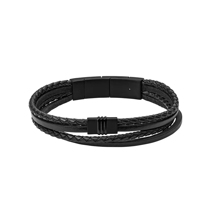 Fossil Vintage Casual Black Bracelet JF03098001 (Length: 17.50 - 19.00 cm)