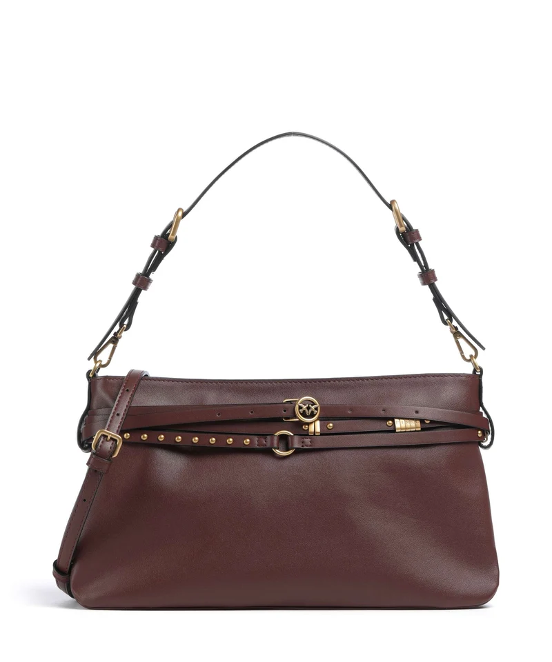 Pinko Belt Classic Bolso de hombro burgundy wine/antique gold