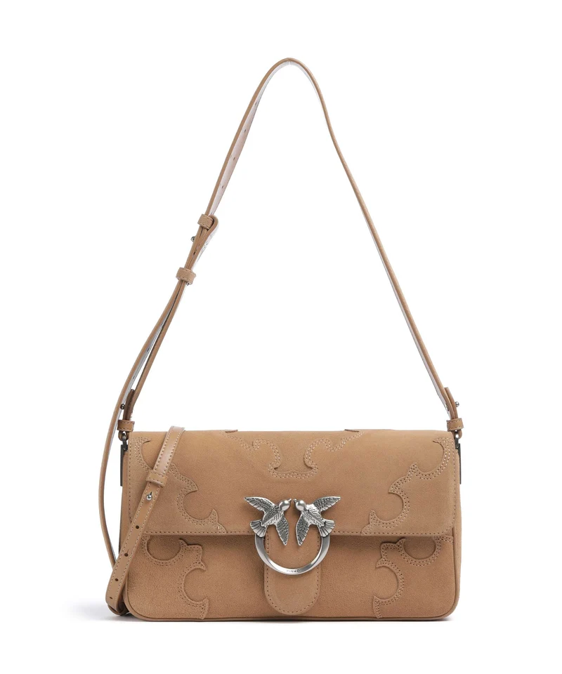 Pinko Love One Classic Slouchy Bolso de hombro beige/scoiattolo/old silver