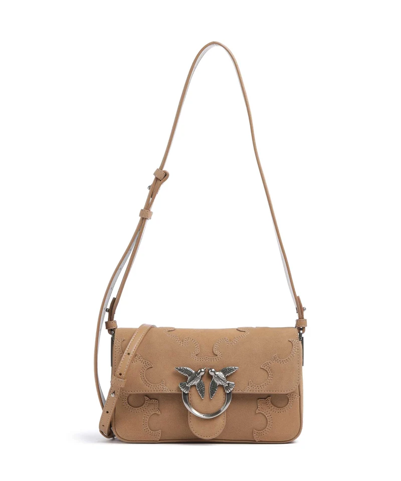 Pinko Love One Mini Slouchy Bandolera beige/scoiattolo/old silver