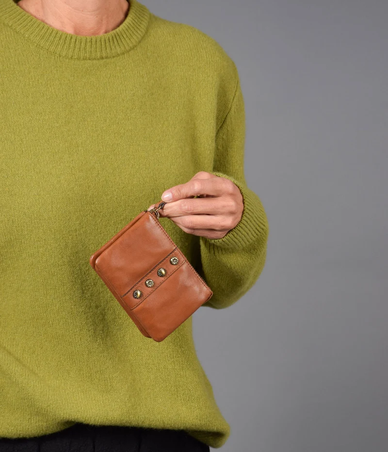 Billetera-monedero pequeño de piel THB Shell