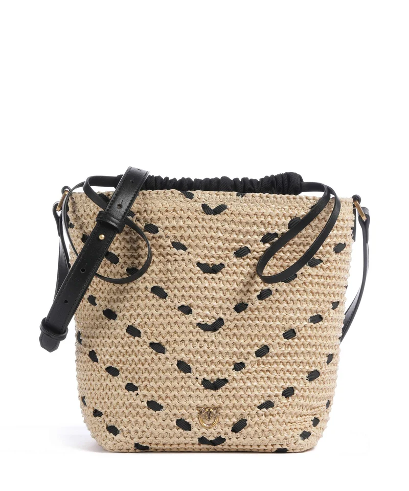 Pinko Bucket bolso de mano paglia/nero/antique gold
