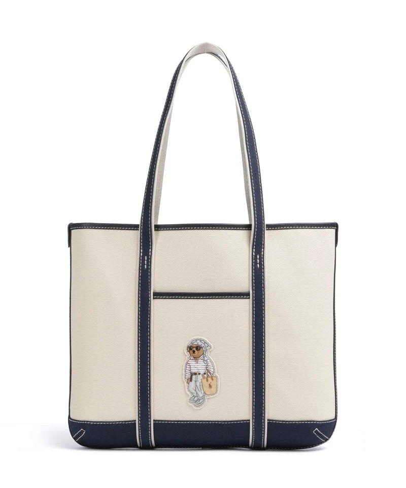 Polo Ralph Lauren Canvas Small Bolsa shopping ecru/newport navy