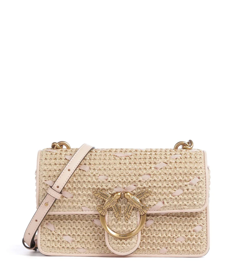 Pinko Love One Mini Bandolera paglia/rosa/antique gold