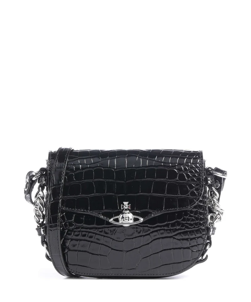 Vivienne Westwood Hunter Embossed Croc Bandolera black