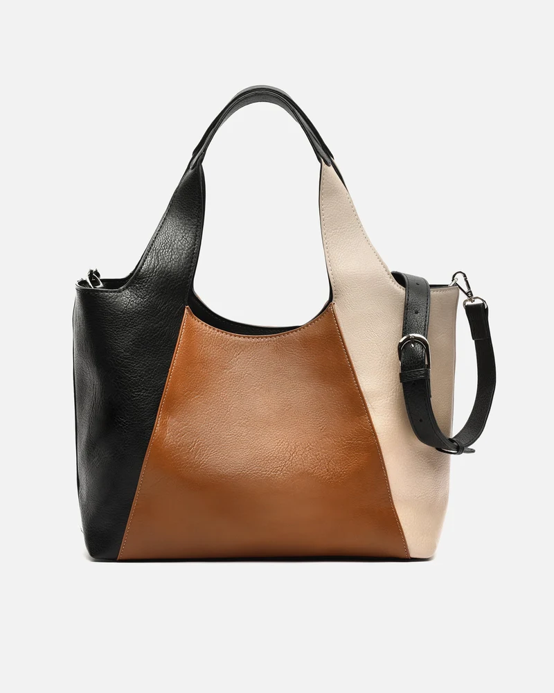 Miri-1 bolso de hombro tricolor con asa bandolera extraíble ED.