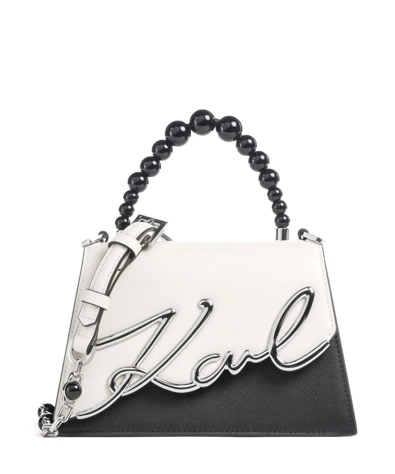 Karl Lagerfeld K/Signature 2.0 Small Pearls Bolso de mano white/black