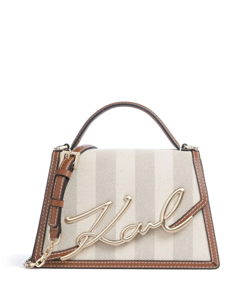 Karl Lagerfeld K/Signature 2.0 Medium Bolso de mano natural canvas/tan