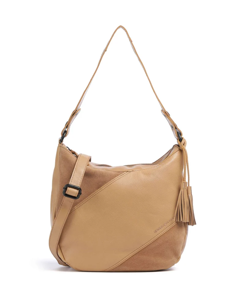 Spikes & Sparrow Suede Mix Natalia Bolso de hobo camel